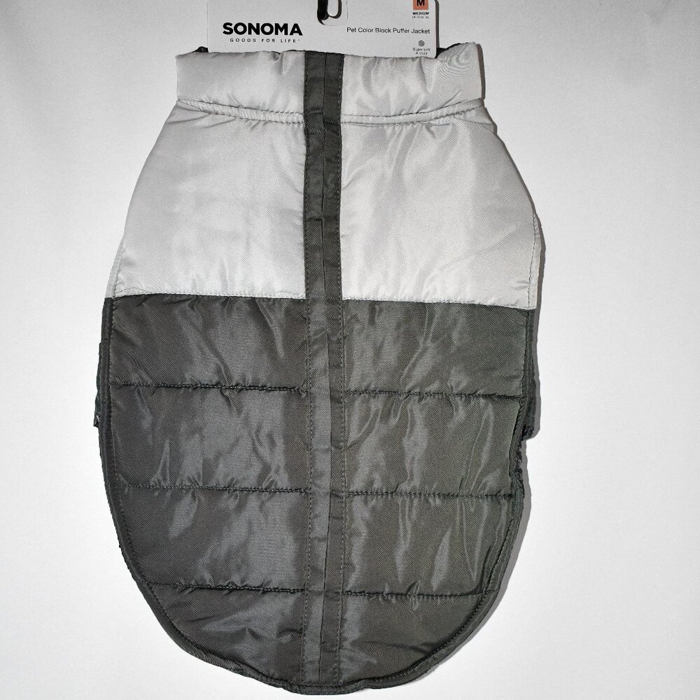 Sonoma Color Block Pet Puffer Jacket in Grey Size: MED #23SNRPTAP01 NWT